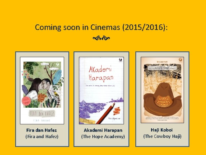 Coming soon in Cinemas (2015/2016): Fira dan Hafez (Fira and Hafez) Fira and Hafez