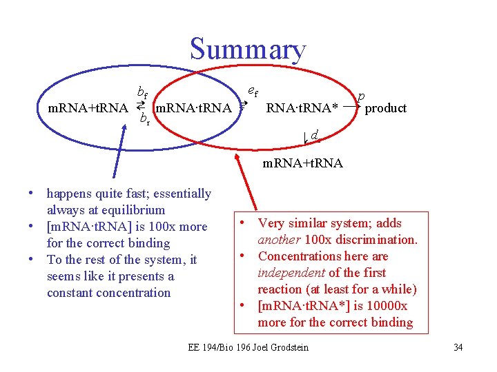 Summary ef bf p m. RNA+t. RNA ⇄ m. RNA∙t. RNA ⇄ m. RNA∙t.