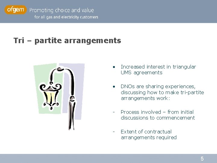 Tri – partite arrangements • Increased interest in triangular UMS agreements • DNOs are