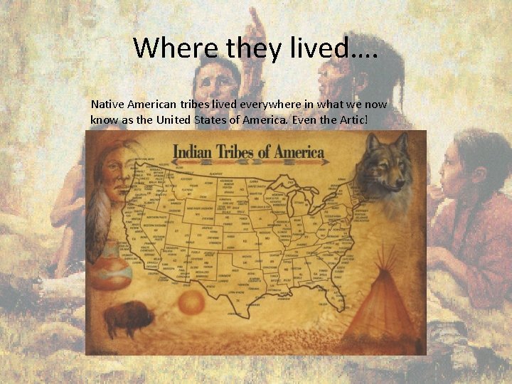 Where they lived…. Native American tribes lived everywhere in what we now know as