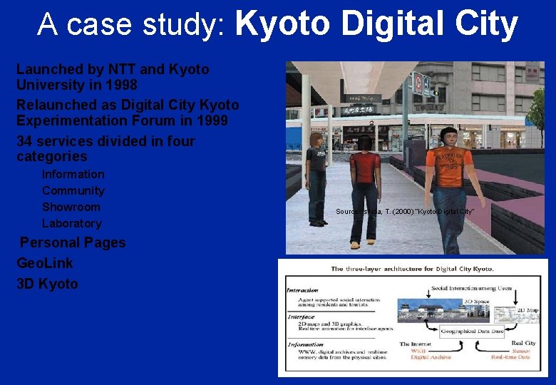 A case study: Kyoto Digital City Launched by NTT and Kyoto University in 1998