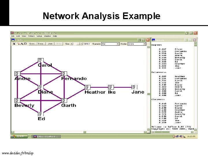 Network Analysis Example www. decideo. fr/bruley 