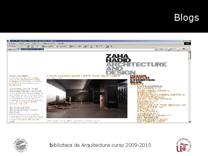 Blogs biblioteca de Arquitectura curso 2009 -2010 