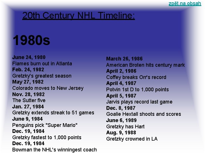 zpět na obsah 20 th Century NHL Timeline: 1980 s June 24, 1980 Flames