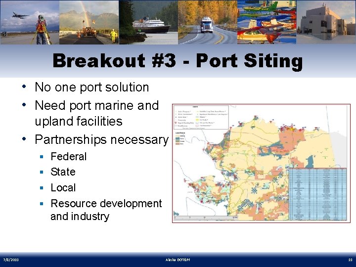 Breakout #3 - Port Siting • No one port solution • Need port marine