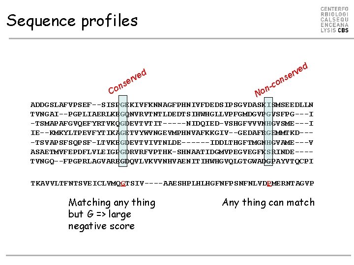 Sequence profiles d ed erv s n Co e erv ns o n-c No