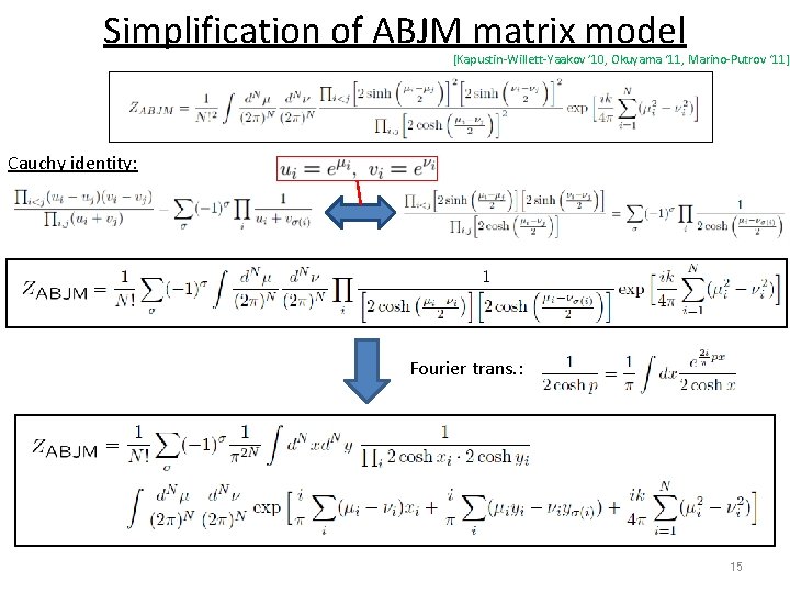 Simplification of ABJM matrix model [Kapustin-Willett-Yaakov ’ 10, Okuyama ‘ 11, Marino-Putrov ‘ 11]