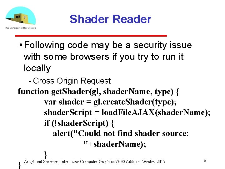 Shader Reader • Following code may be a security issue with some browsers if