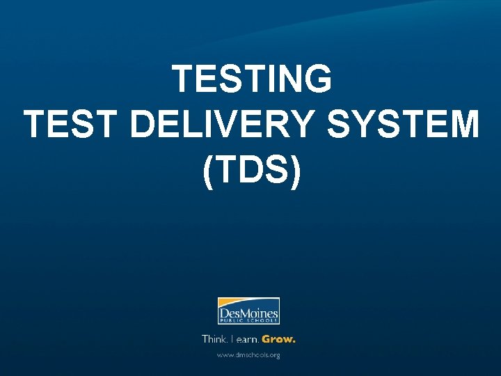 TESTING TEST DELIVERY SYSTEM (TDS) 
