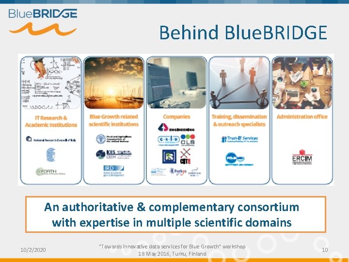 Behind Blue. BRIDGE An authoritative & complementary consortium with expertise in multiple scientific domains