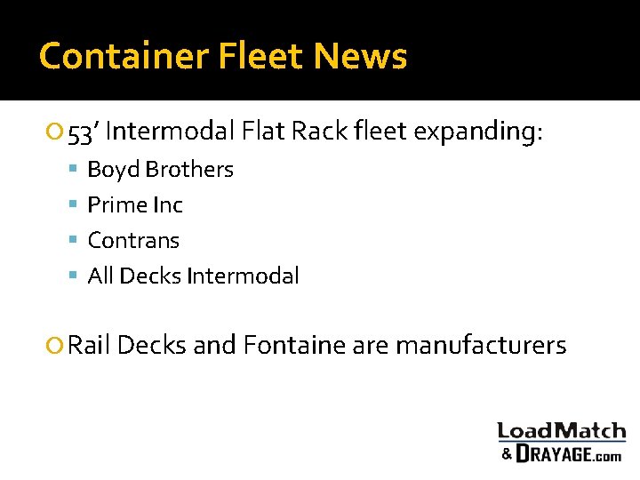 Container Fleet News 53’ Intermodal Flat Rack fleet expanding: Boyd Brothers Prime Inc Contrans