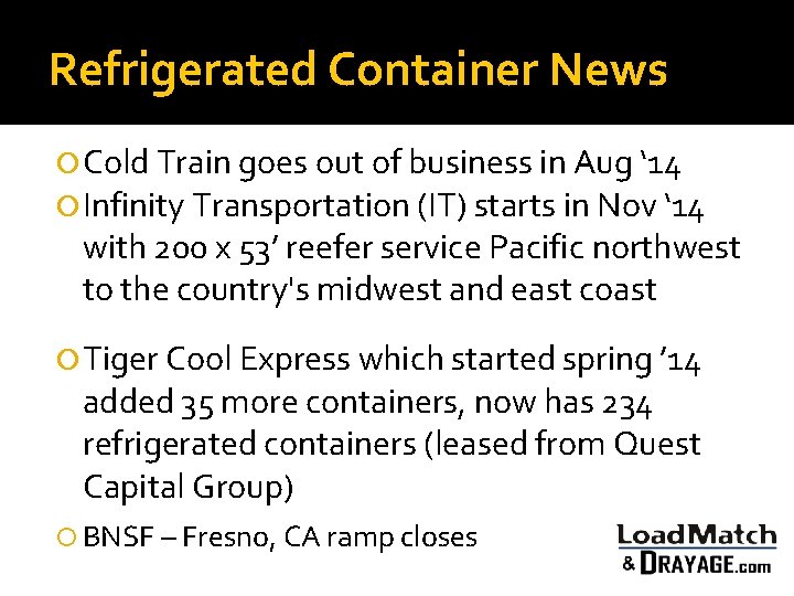 Refrigerated Container News Cold Train goes out of business in Aug ‘ 14 Infinity