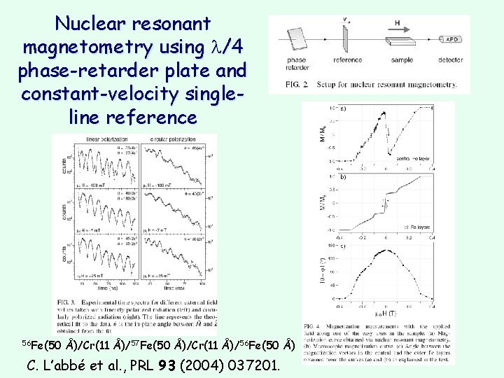 Nuclear resonant magnetometry using /4 phase-retarder plate and constant-velocity singleline reference 56 Fe(50 Å)/Cr(11