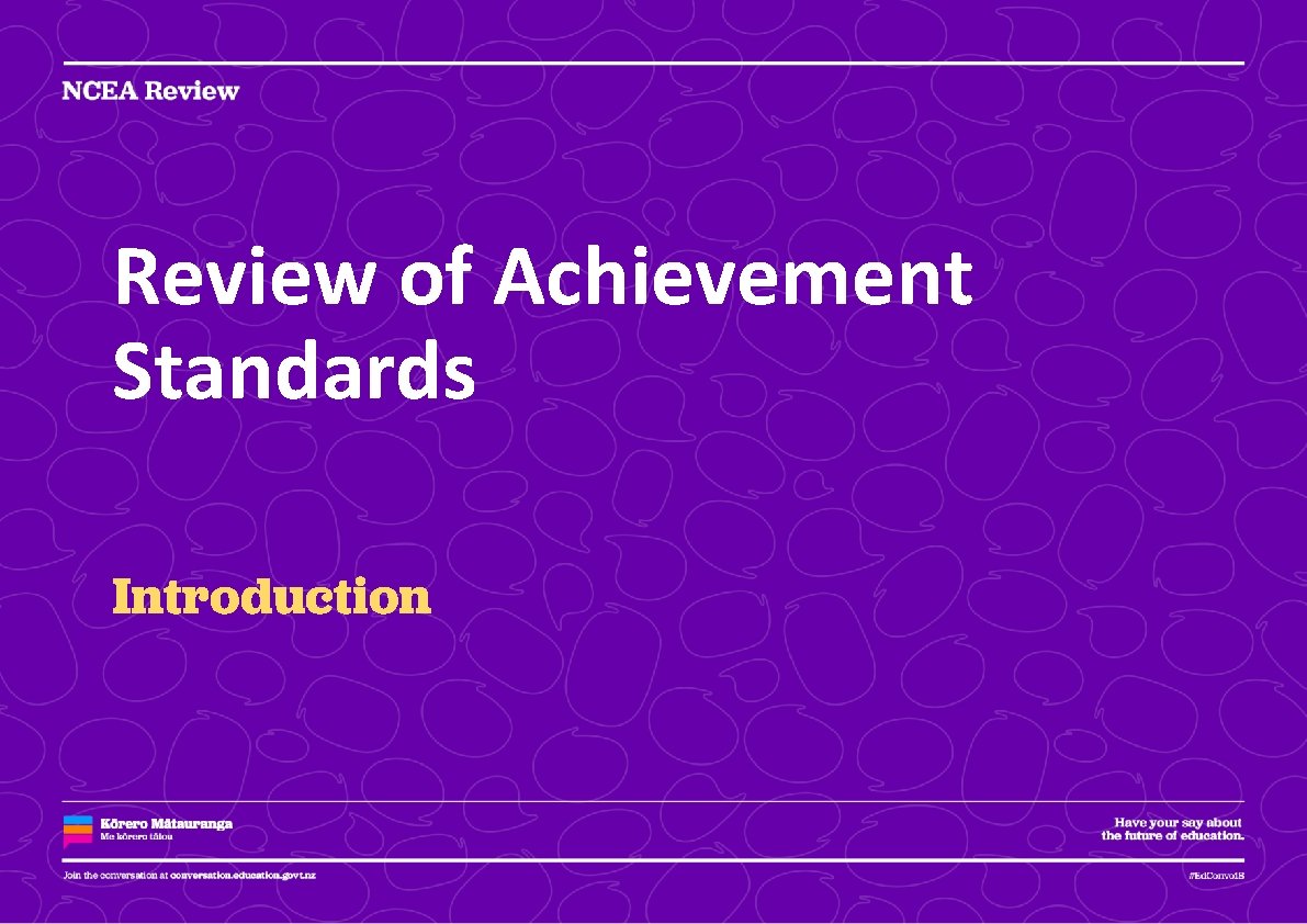 Review of Achievement Standards Introduction 