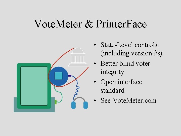 Vote. Meter & Printer. Face • State-Level controls (including version #s) • Better blind