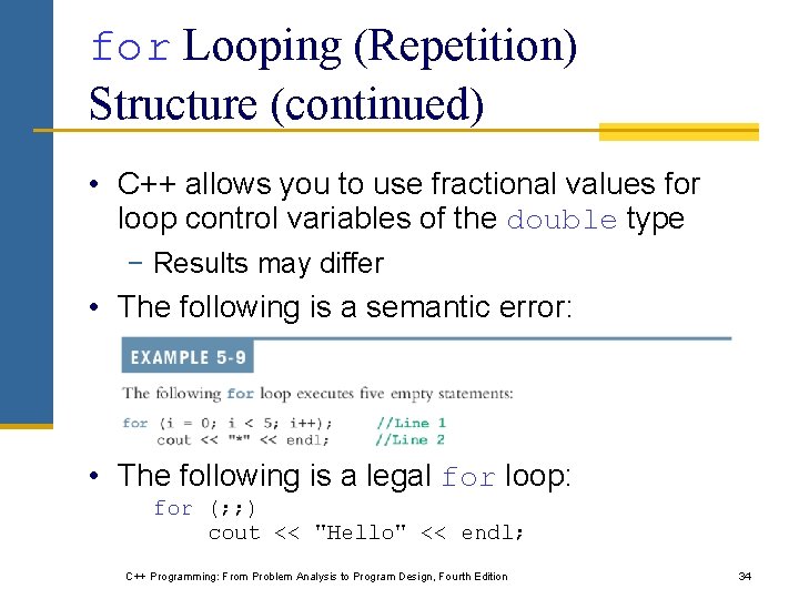 for Looping (Repetition) Structure (continued) • C++ allows you to use fractional values for for Looping (Repetition) Structure (continued) • C++ allows you to use fractional values for