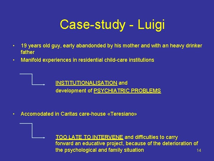 Case-study - Luigi • • 19 years old guy, early abandonded by his mother