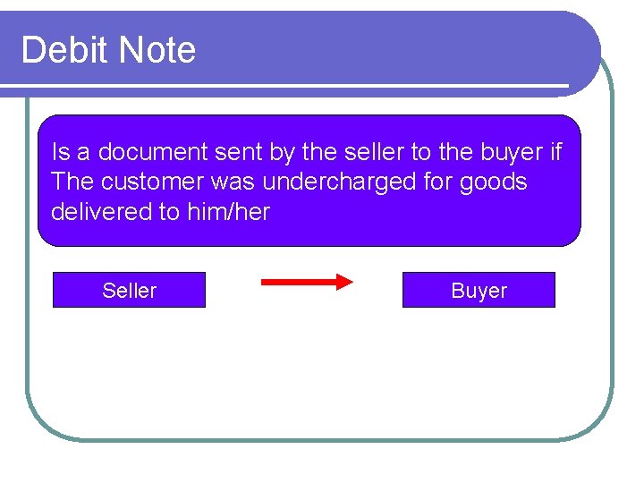 Debit Note Is a document sent by the seller to the buyer if The