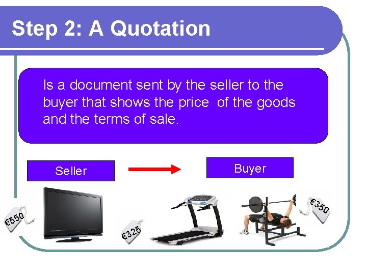 Step 2: A Quotation Is a document sent by the seller to the buyer