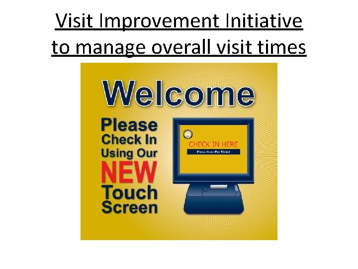 Visit Improvement Initiative to manage overall visit times 
