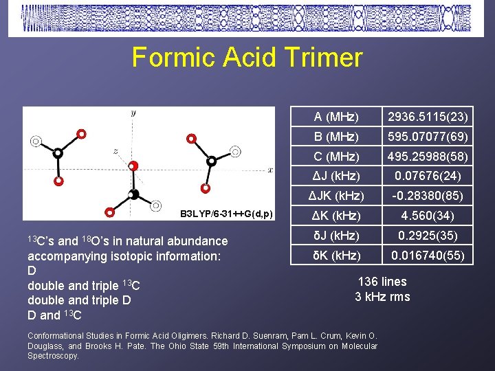 Formic Acid Trimer B 3 LYP/6 -31++G(d, p) 13 C’s and 18 O’s in