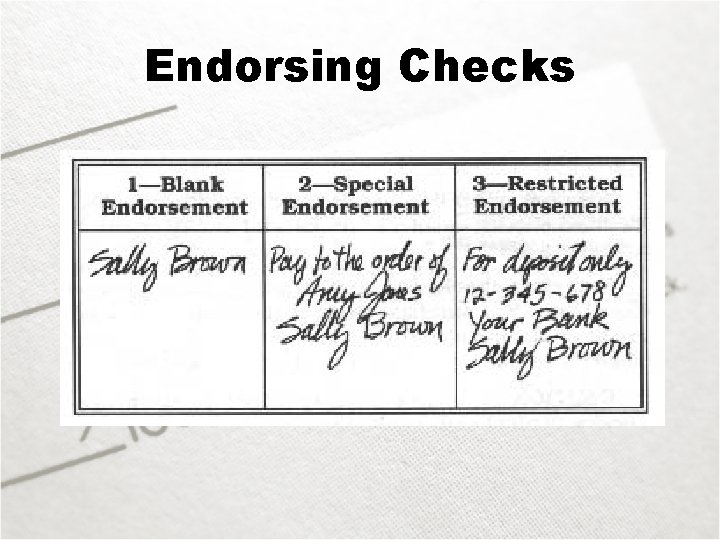 Endorsing Checks 