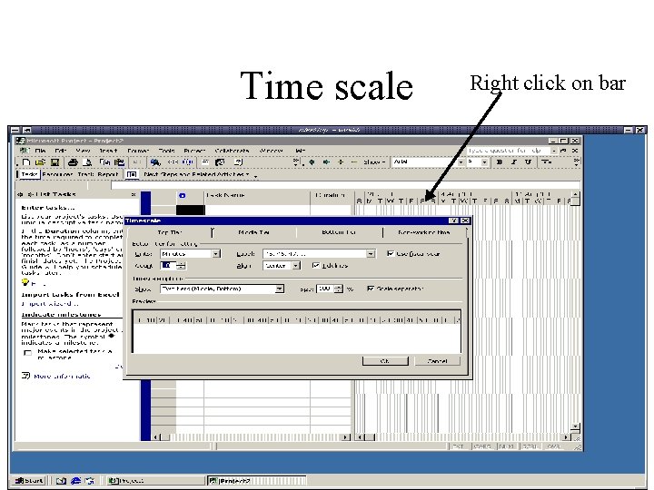 Time scale Right click on bar 