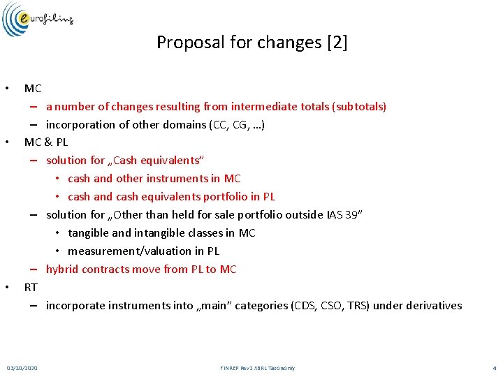 Proposal for changes [2] • • • MC – a number of changes resulting