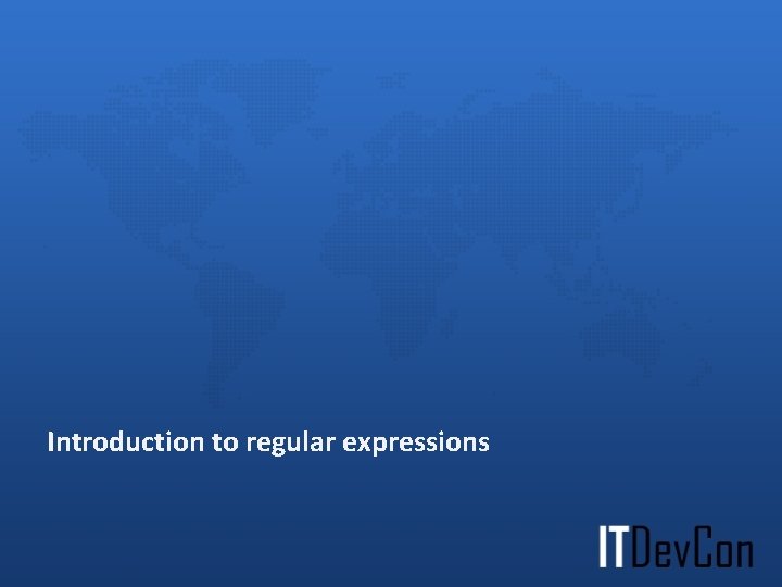 Introduction to regular expressions 