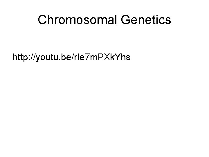 Chromosomal Genetics http: //youtu. be/r. Ie 7 m. PXk. Yhs 