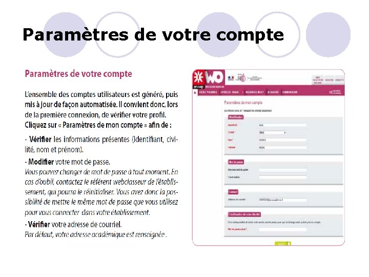 Paramètres de votre compte 