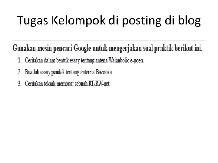 Tugas Kelompok di posting di blog 