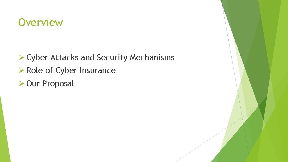 Overview Ø Cyber Attacks and Security Mechanisms Ø Role of Cyber Insurance Ø Our
