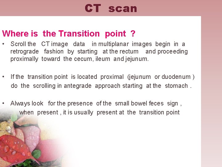 CT scan Where is the Transition point ? • Scroll the CT image data