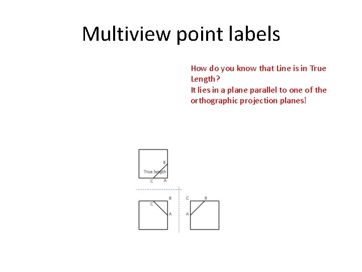 Multiview point labels How do you know that Line is in True Length? It