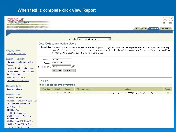 When test is complete click View Report 