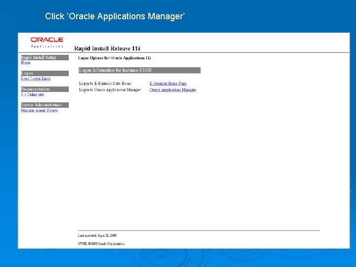 Click ’Oracle Applications Manager’ 