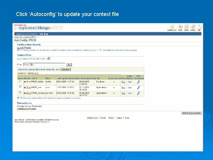 Click ‘Autoconfig’ to update your context file 