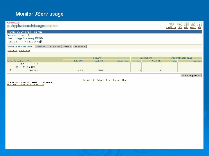 Monitor JServ usage 