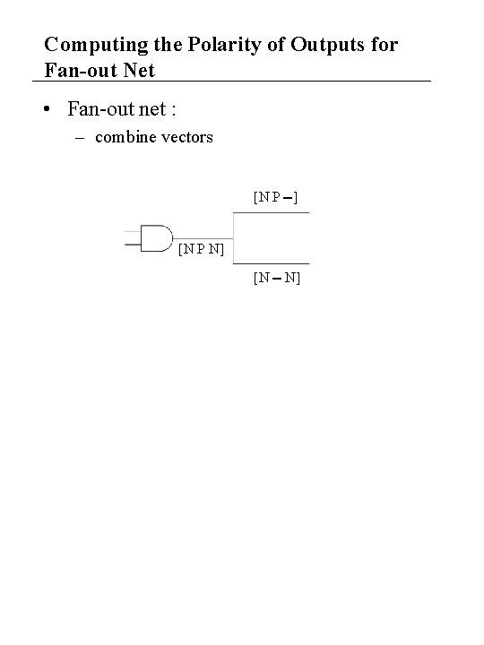 Computing the Polarity of Outputs for Fan-out Net • Fan-out net : – combine