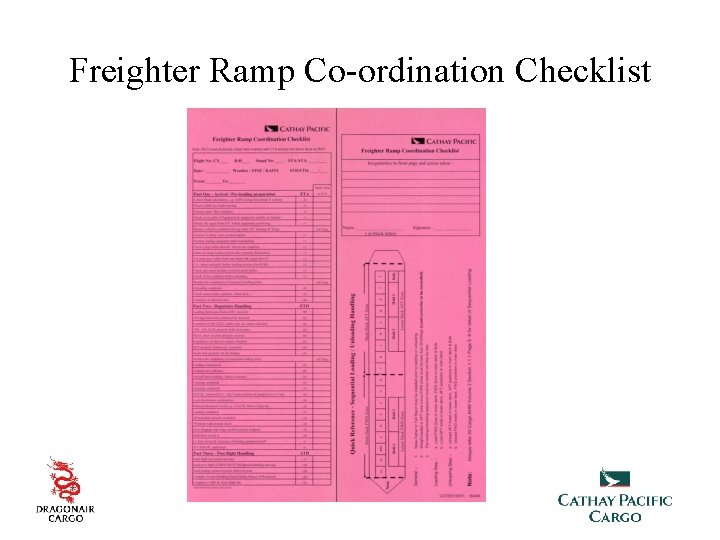 Freighter Ramp Co-ordination Checklist 