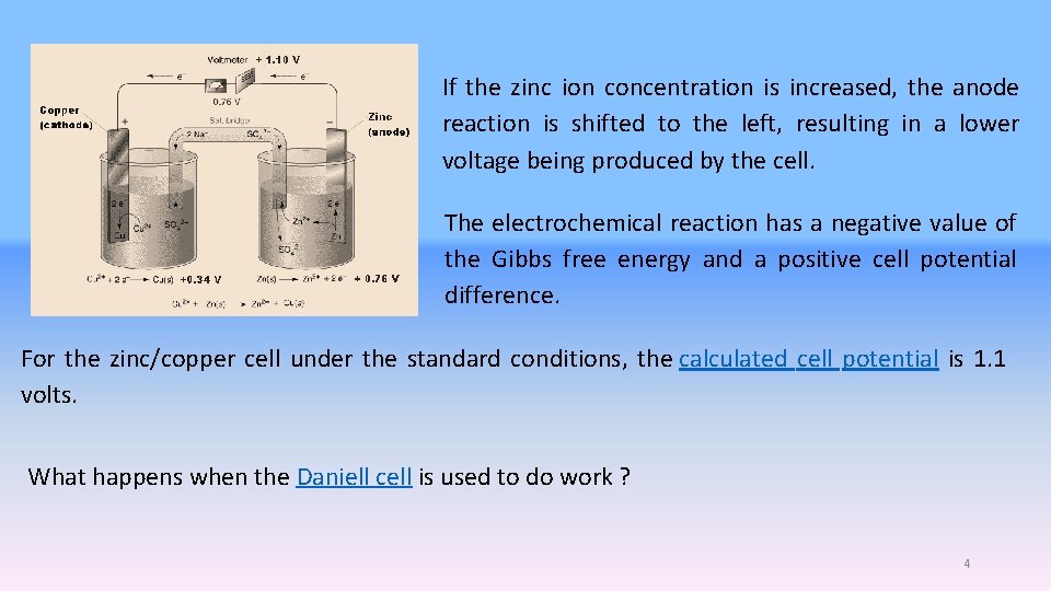 If the zinc ion concentration is increased, the anode reaction is shifted to the