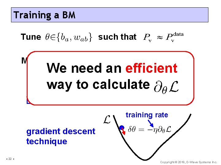 Training a BM Tune such that Maximize log-likelihood: We need an efficient way to