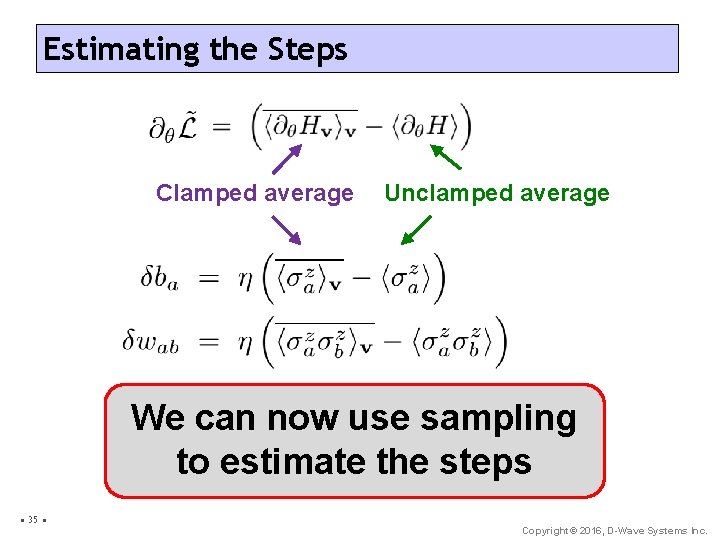 Estimating the Steps Clamped average Unclamped average We can now use sampling to estimate