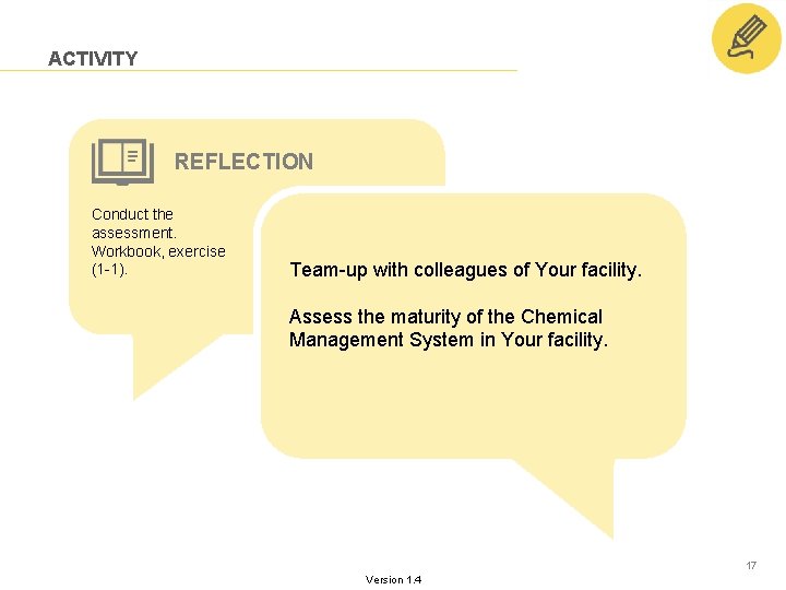 ACTIVITY REFLECTION Conduct the assessment. Workbook, exercise (1 -1). Team-up with colleagues of Your ACTIVITY REFLECTION Conduct the assessment. Workbook, exercise (1 -1). Team-up with colleagues of Your