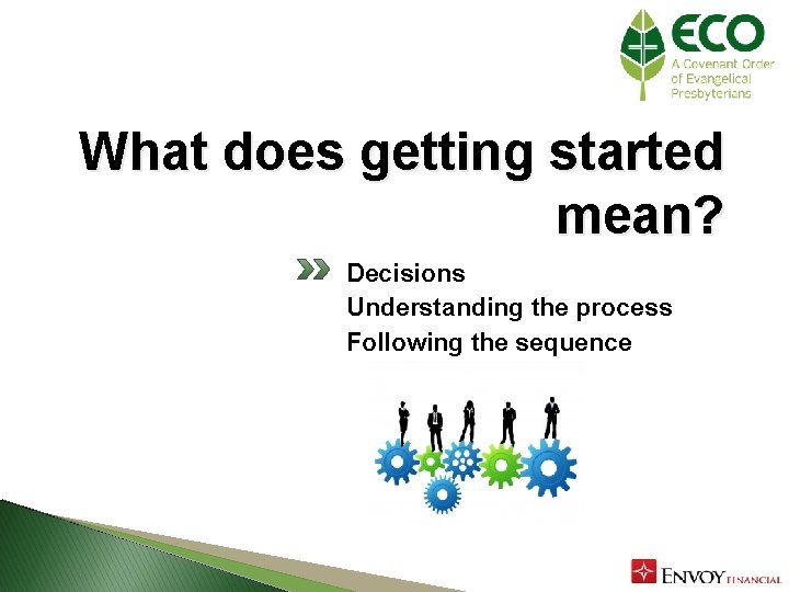 What does getting started mean? Decisions Understanding the process Following the sequence 