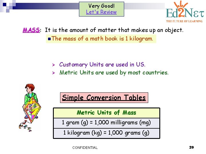 Very Good! Let's Review MASS: It is the amount of matter that makes up