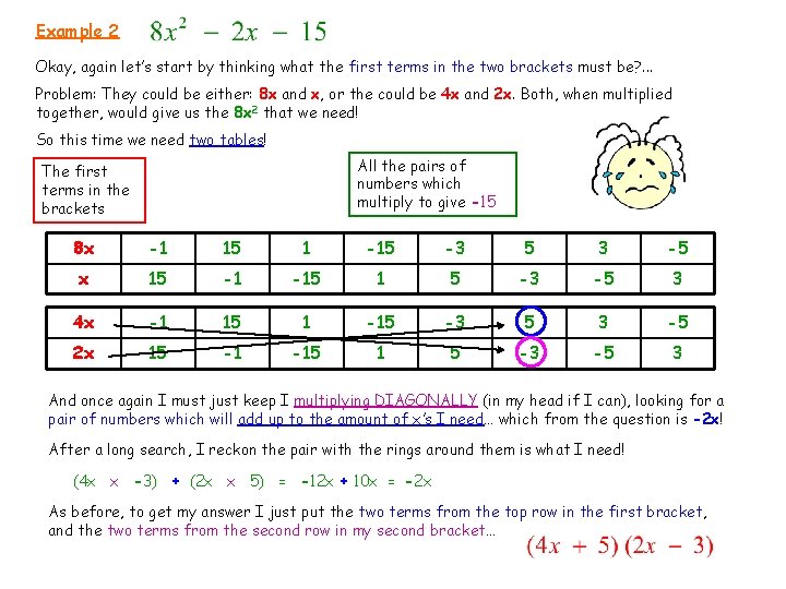 Example 2 Okay, again let’s start by thinking what the first terms in the