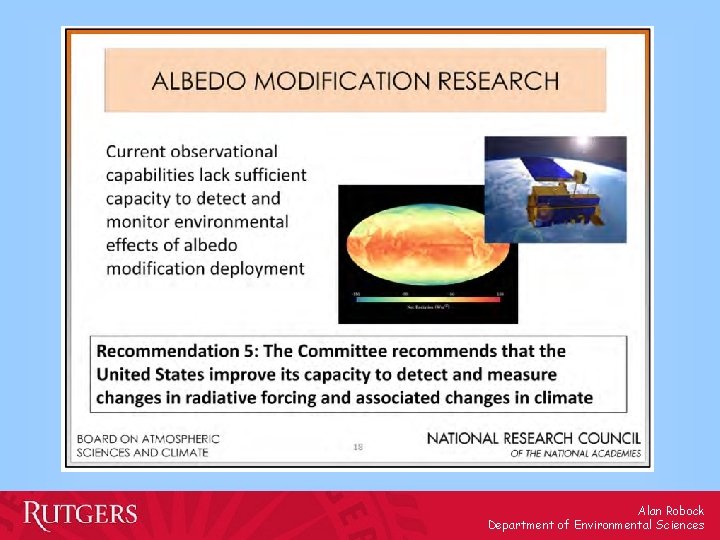 Alan Robock Department of Environmental Sciences 