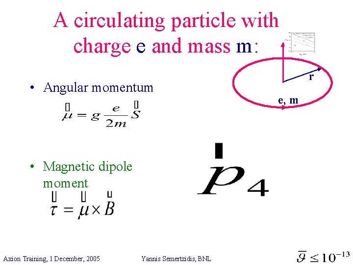 A circulating particle with charge e and mass m: • Angular momentum • Magnetic